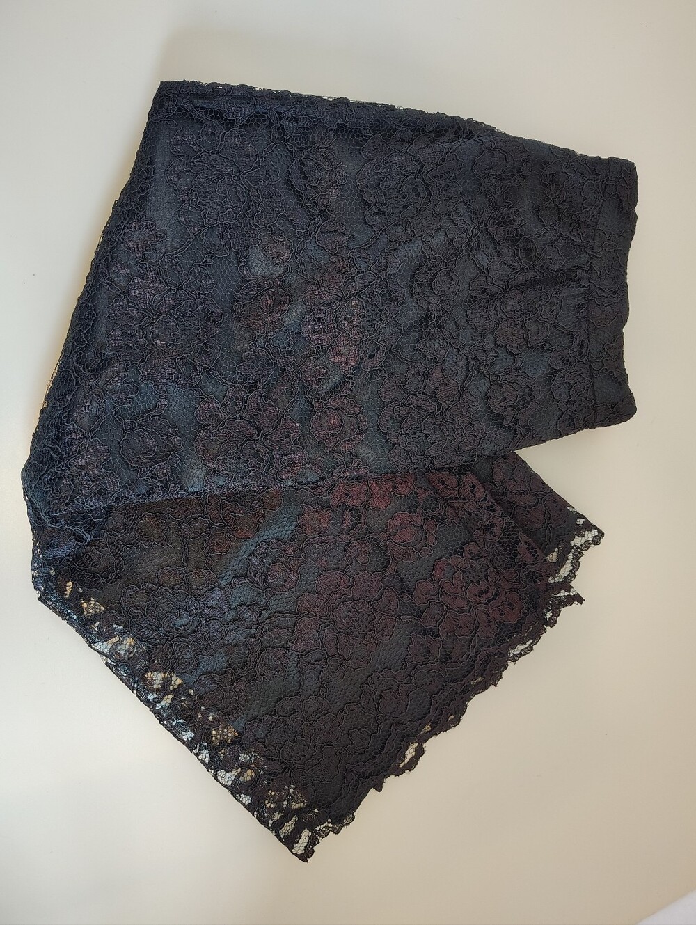 Vintage 1960s Black Lace Midi Skirt Scalloped Hem Size 14 Fits Modern Small 28 W